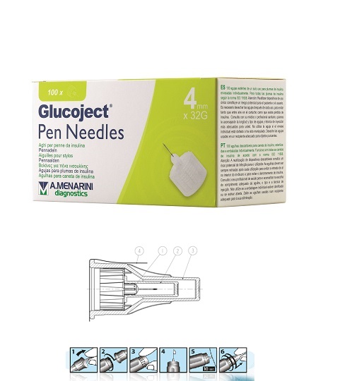 AGO PER PENNA DA INSULINA GLUCOJECT LUNGHEZZA 4 MM GAUGE 32 100 PEZZI - Farmacia Bartoli