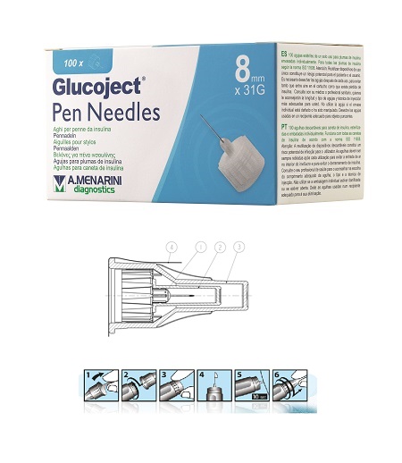 AGO PER PENNA DA INSULINA GLUCOJECT LUNGHEZZA 8 MM GAUGE 31 100 PEZZI - Farmacia Bartoli