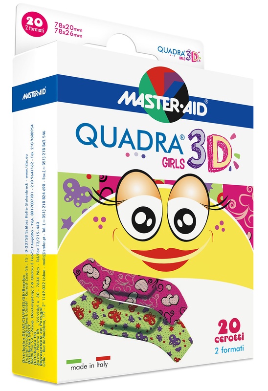 CEROTTO MASTER-AID QUADRA 3D GIRLS 20 PEZZI ASSORTITI - Farmacia Bartoli