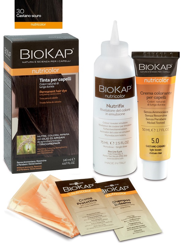 BIOKAP NUTRICOLOR 3,0 NEW CASTANO SCURO TINTA TUBO + FLACONE - Farmacia Bartoli