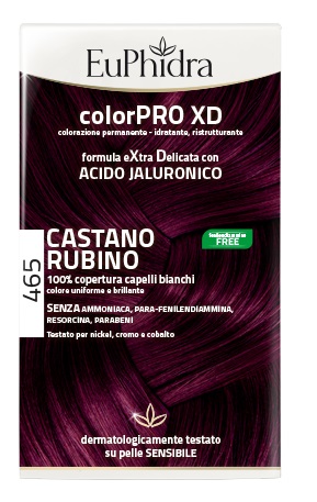 EUPHIDRA COLORPRO XD 465 CAST RUBINO GEL COLORANTE CAPELLI IN FLACONE + ATTIVANTE + BALSAMO + GUANTI - Farmacia Bartoli
