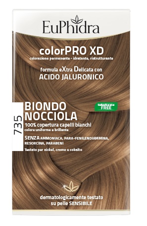 EUPHIDRA COLORPRO XD 735 BIONDO NOCCIOLA GEL COLORANTE CAPELLI IN FLACONE + ATTIVANTE + BALSAMO + GUANTI - Farmacia Bartoli