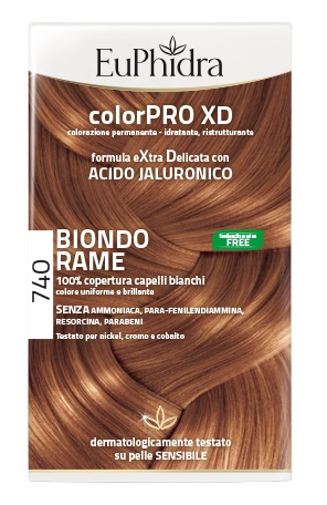 EUPHIDRA COLORPRO XD 740 BIONDO RAME GEL COLORANTE CAPELLI IN FLACONE + ATTIVANTE + BALSAMO + GUANTI - Farmacia Bartoli