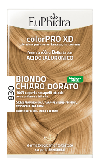 EUPHIDRA COLORPRO XD 830 BIONDO CHIARO DORATO GEL COLORANTE CAPELLI IN FLACONE + ATTIVANTE + BALSAMO + GUANTI - Farmacia Bartoli