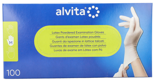 GUANTI DA ISPEZIONE ALVITA IN LATTICE TALCATI M 100 PEZZI - Farmacia Bartoli