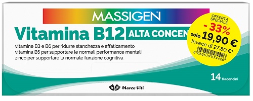 MASSIGEN VITAMINA B12 ALTA CONCENTRAZIONE 14+14 FLACONCINI DA 8 ML - Farmacia Bartoli