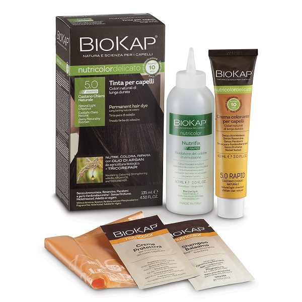 BIOS LINE  BIOKAP NUTRICOLOR DELICATO RAPID TINTA 5,0 CASTANO CHIARO NATURALE 135 ML - Farmacia Bartoli