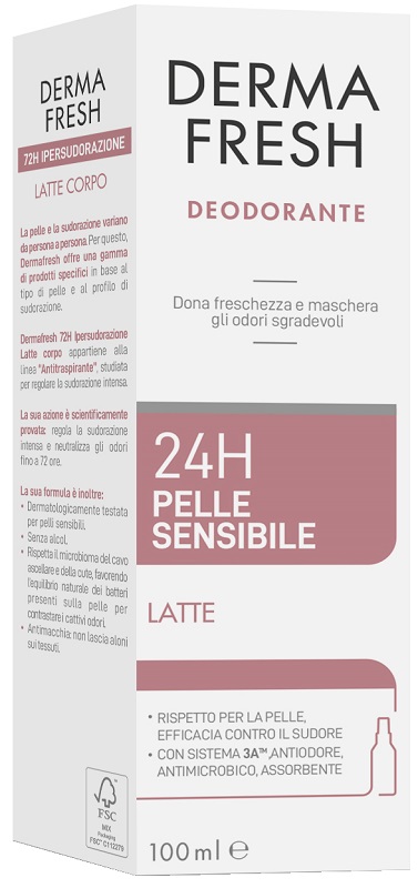 DERMAFRESH 24H PELLE SENSIBILE LATTE 100 ML - Farmacia Bartoli