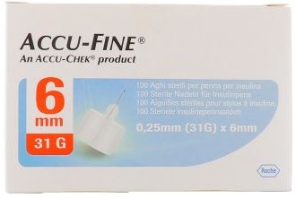 AGO PER PENNA DA INSULINA ACCU-FINE PEN NEEDLE ACCU-CHEK GAUGE 31 X 6MM 100 PEZZI - Farmacia Bartoli