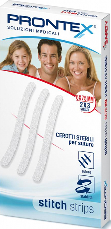 PRONTEX STITCH STRIPS 6X75 10 PEZZI - Farmacia Bartoli