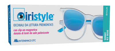 OCCHIALE DA LETTURA PREMONTATO IRISTYLE SUNNY ICE BLU +2,00 CON CLIP ON MAGNETICO DOTATO DI LENTI DA SOLE POLARIZZATE 1 PAIO - Farmacia Bartoli