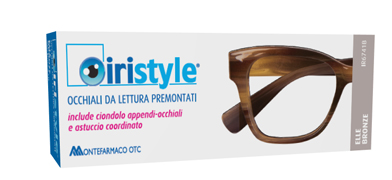 OCCHIALE DA LETTURA PREMONTATO IRISTYLE ELLE BRONZE +3,00 CON CIONDOLO APPENDI-OCCHIALE E ASTUCCIO COORDINATO 1 PAIO - Farmacia Bartoli
