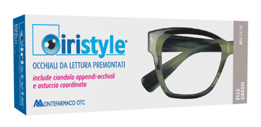 OCCHIALE DA LETTURA PREMONTATO IRISTYLE ELLE GREEN +1,00 CON CIONDOLO APPENDI-OCCHIALE E ASTUCCIO COORDINATO 1 PAIO - Farmacia Bartoli