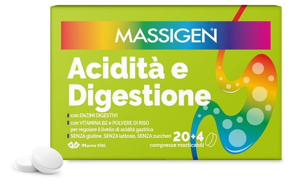MASSIGEN ACIDITA' E DIGESTIONE 24 COMPRESSE MASTICABILI - Farmacia Bartoli