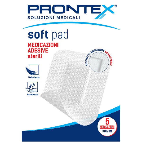 MEDICAZIONE ADESIVA STERILE PRONTEX SOFT PAD 10X6 CM 5 PEZZI - Farmacia Bartoli