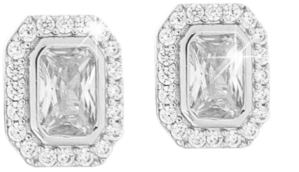 MJ POST 504 ORECCHINO DEFINITIVO MEDICAL JEWELS PIETRA RETTANGOLO ARGENTO - Farmacia Bartoli