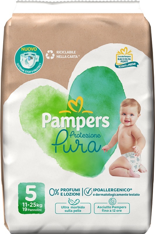 PAMPERS PROTEZIONE PURA JUNIOR PANNOLINI 19 PEZZI - Farmacia Bartoli