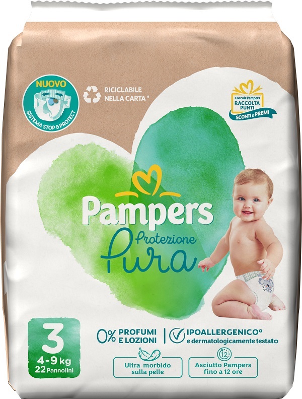 PAMPERS PROTEZIONE PURA MIDI PANNOLINI 22 PEZZI - Farmacia Bartoli