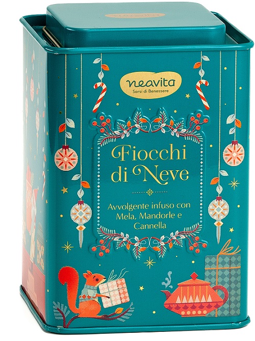 NEAVITA INFUSO FIOCCHI DI NEVE FILTROSCRIGNO IN SQUARE TIN VERDE NATALE 12 FILTRI DA 3,5 G - Farmacia Bartoli