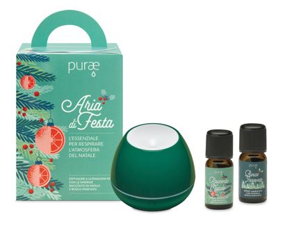 PURAE KIT ARIA DI FESTA DIFFUSORE ULTRASUONI BOSCO VERDE + SINERGIE 5 ML - Farmacia Bartoli
