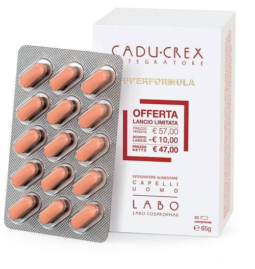 CADU-CREX SUPERFORMULA INTEGRATORE CAPELLI UOMO 60 COMPRESSE 60 G - Farmacia Bartoli