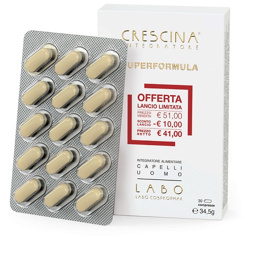 CRESCINA INTEGRATORE RI-CRESCITA SUPERFORMULA UOMO 30 COMPRESS 30 G - Farmacia Bartoli