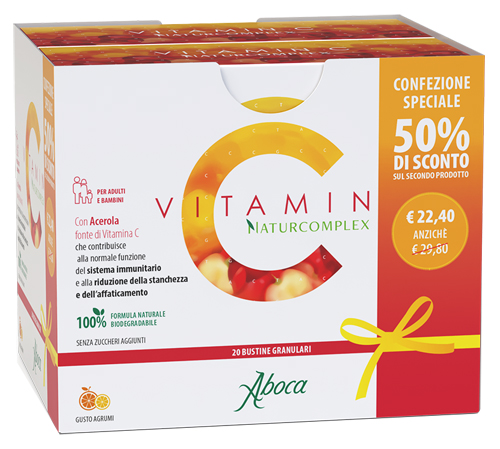 VITAMIN C NATURCOMPLEX 20 BUSTINE GRANULARI CONFEZIONE SPECIALE 1+1 - Farmacia Bartoli