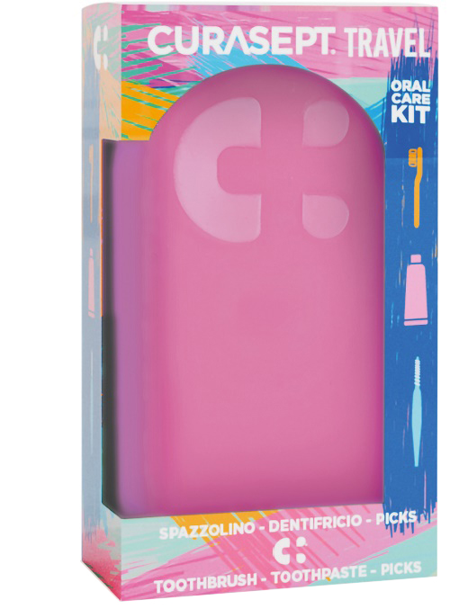 CURASEPT TRAVEL FUXIA 1 SPAZZOLINO + 1 DENTIFRICIO 20 ML + 3 PICKS - Farmacia Bartoli
