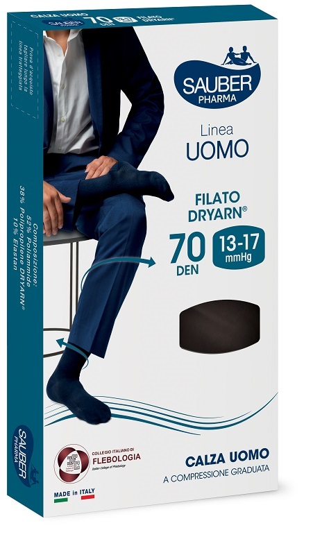 SAUBER PHARMA UOMO CALZA DRYARN 70 DENARI NERO TAGLIA S/M - Farmacia Bartoli