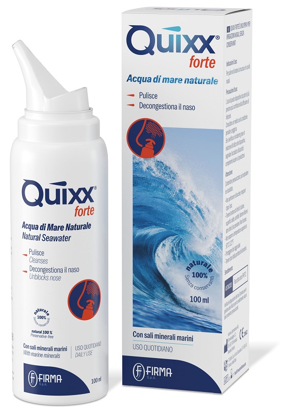 SOLUZIONE SPRAY PER IRRIGAZIONI NASALI QUIXX FORTE ACQUA MARINA IPERTONICA 100 ML - Farmacia Bartoli