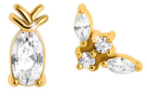 MJ POST 508 ORECCHINO DEFINITIVO MEDICAL JEWELS ANANAS E BEE ZIRCONI - Farmacia Bartoli