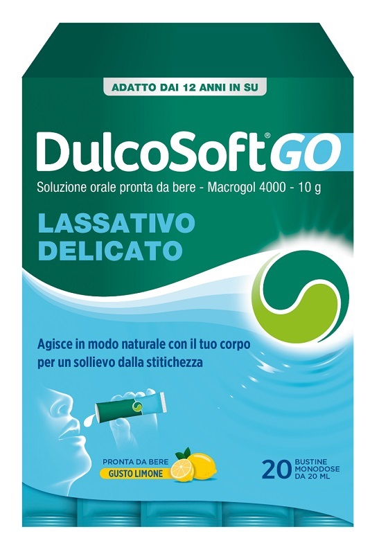 DULCOSOFT GO 20 BUSTINE DA 20 ML GUSTO LIMONE SENZA ZUCCHERO SENZA GLUTINE SENZA LATTOSIO - Farmacia Bartoli