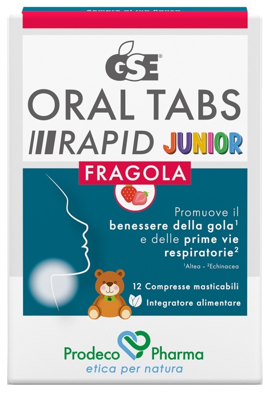 GSE ORAL TABS RAPID JUNIOR FRAGOLA 12 COMPRESSE MASTICABILI - Farmacia Bartoli
