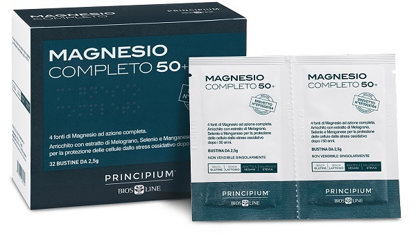 PRINCIPIUM MAGNESIO COMPLETO BREVETTATO 50+ 32 BUSTINE DA 2,5 G - Farmacia Bartoli