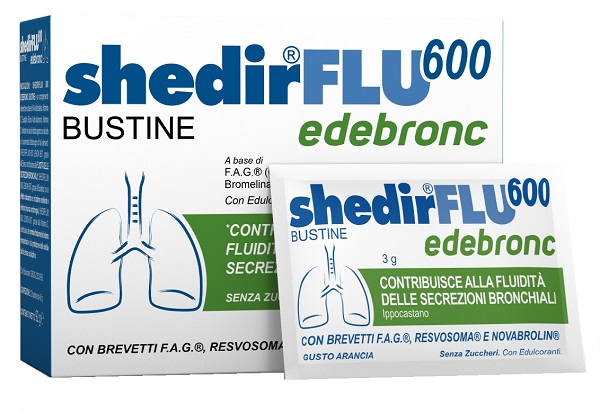 SHEDIRFLU 600 EDEBRONC 20 BUSTINE DA 3 G GUSTO ARANCIA, SENZA GLUTINE, NATURALMENTE PRIVO DI LATTOSIO, SENZA ZUCCHERI, CON EDULCORANTE - Farmacia Bartoli
