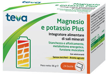 MAGNESIO POTASSIO PLUS TEVA 24 BUSTINE SENZA ZUCCHERI AROMA AGRUMI - Farmacia Bartoli