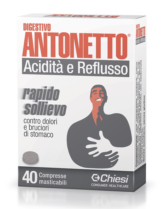 DIGESTIVO ANTONETTO ACIDITA' E REFLUSSO 40 COMPRESSE MASTICABILI - Farmacia Bartoli