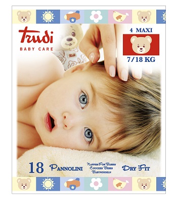 TRUDI BABY CARE PANNOLINO DRY FIT MAXI 7/18 KG 18 PEZZI - Farmacia Bartoli