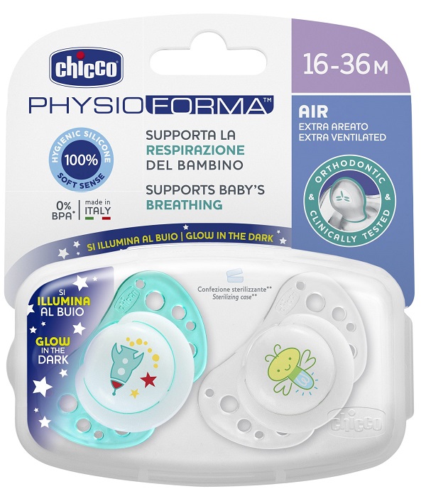 CHICCO SUCCHIETTO AIR LUMI IN SILICONE 16-36 MESI 2 PEZZI - Farmacia Bartoli
