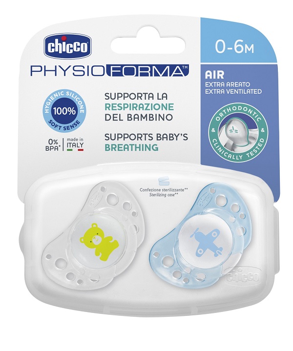 CHICCO SUCCHICCO AIR BOY SILICONE 0-6 MESI 2 PEZZI - Farmacia Bartoli