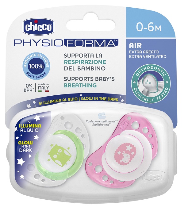 CHICCO SUCCHICCO AIR LUM SILICONE 0-6 MESI 2 PEZZI - Farmacia Bartoli