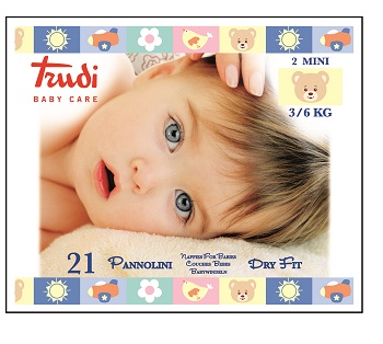TRUDI BABY CARE PANNOLINI DRY FIT MINI 3/6 KG 21 PEZZI - Farmacia Bartoli