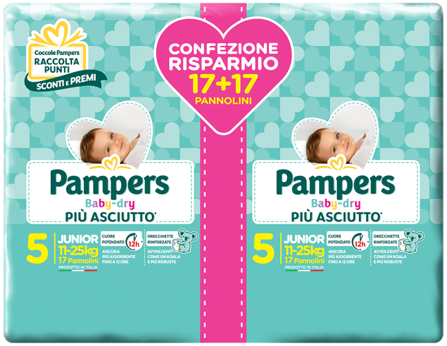 PAMPERS BABY DRYDUO DWCT JUNIOR X 34 PEZZI - Farmacia Bartoli
