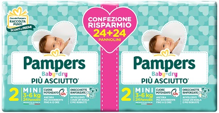 PAMPERS BABY DRY DUO DOWNCOUNT MINI 48 PEZZI - Farmacia Bartoli