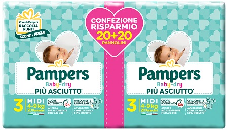 PAMPERS BABY DRY DUO DOWNCOUNT MIDI 40 PEZZI - Farmacia Bartoli