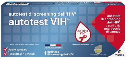 AUTOTEST VIH SCREENING DELL'HIV CONTIENE 1 AUTOTEST + SOLUZIONE + BISTURI + CEROTTO + GARZA + SALVIETTA DISINFETTANTE - Farmacia Bartoli