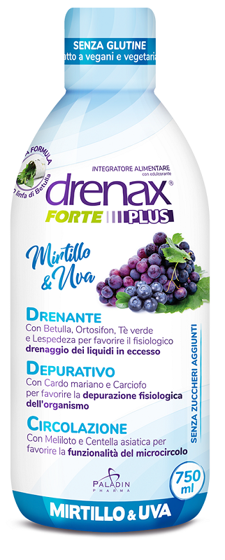 DRENAX FORTE PLUS ORIGINALE CON MIRTILLO E UVA 750 ML - Farmacia Bartoli