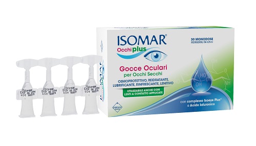 ISOMAR OCCHI PLUS GOCCE OCULARI PER OCCHI SECCHI ALL'ACIDO IALURONICO 0,25% 30 FLACONCINI MONODOSE - Farmacia Bartoli