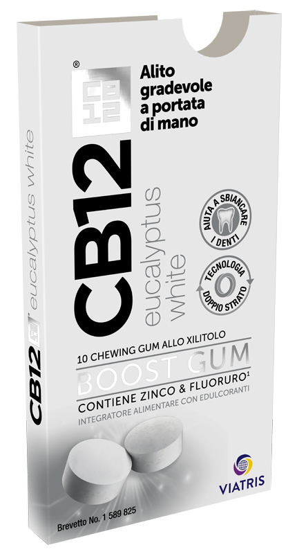 CB12 BOOST EUCALYPTUS WHITE 10 CHEWING GUM - Farmacia Bartoli