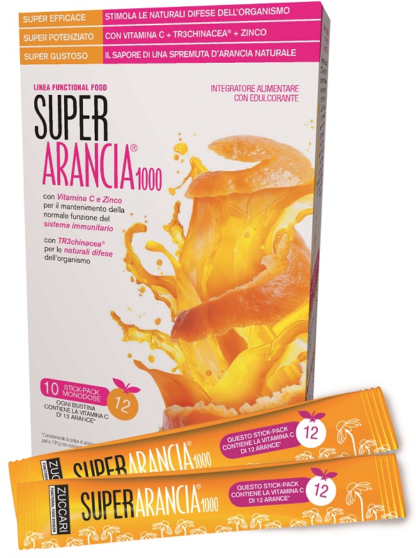 SUPER ARANCIA 1000 10 STICK PACK MONODOSE DA 3,7G INTEGRATORE ALIMENTARE CON EDULCORANTE - Farmacia Bartoli